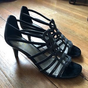 Sparky Black Strapped High Heel Shoes